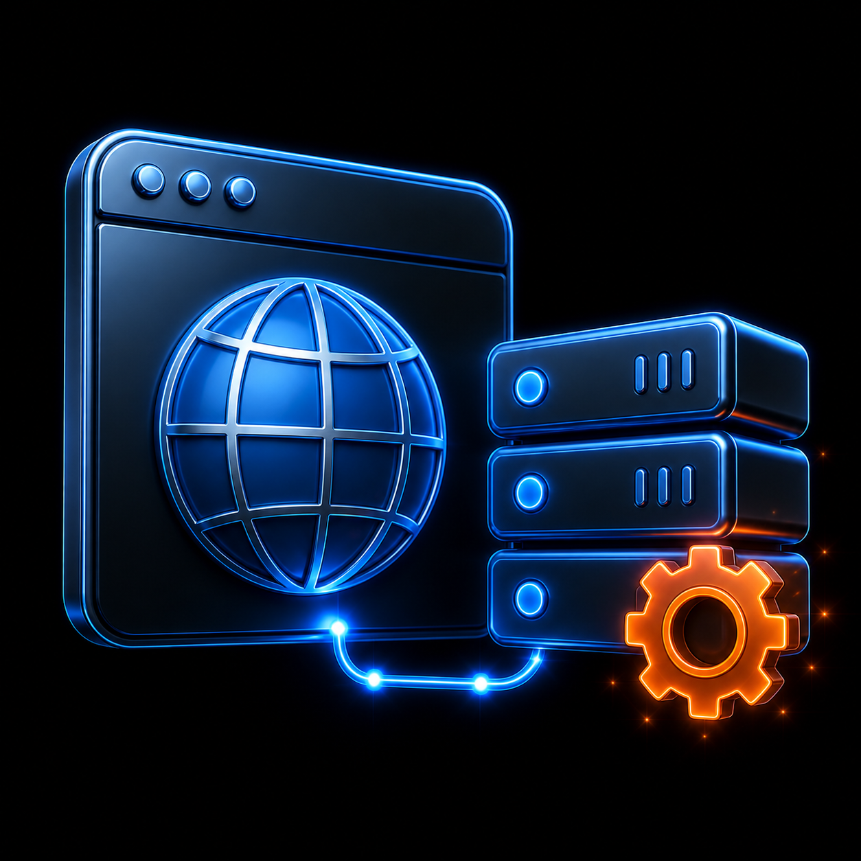 Metallic website and managed hosting infrastructure icon